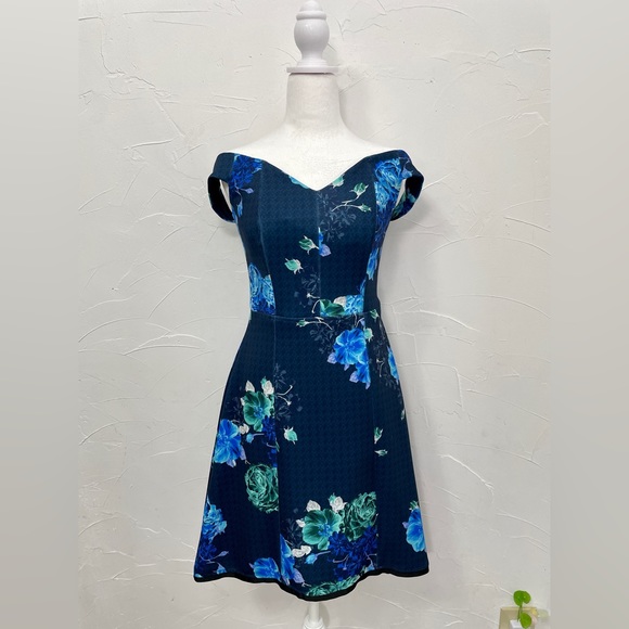 Pinko shoulder dress blue floral - Picture 2 of 10